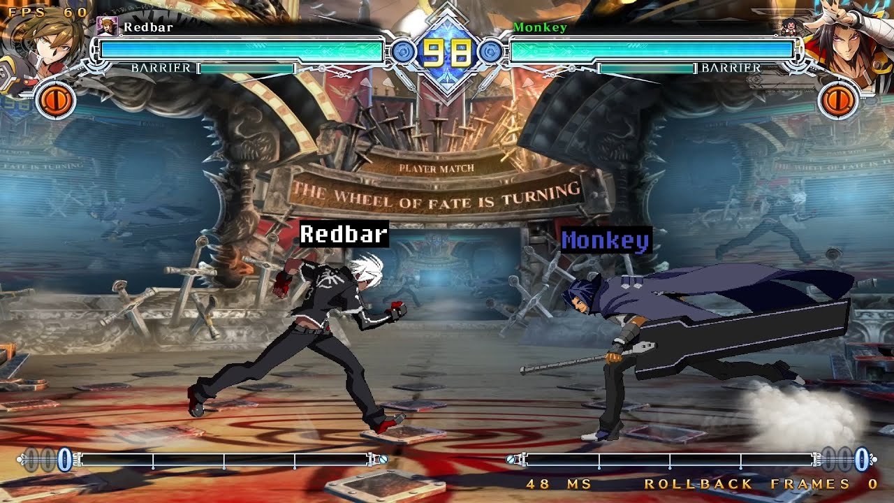 Redbar (Naoto) vs Monkey (Kagura) - BBCF FT10 + 1
