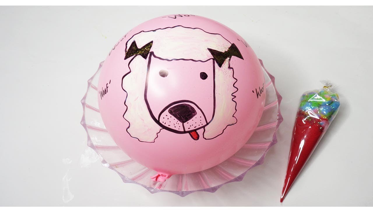 Making Slime With Fun Balloons - Pink Poodle Slime Smoothie - ASMR