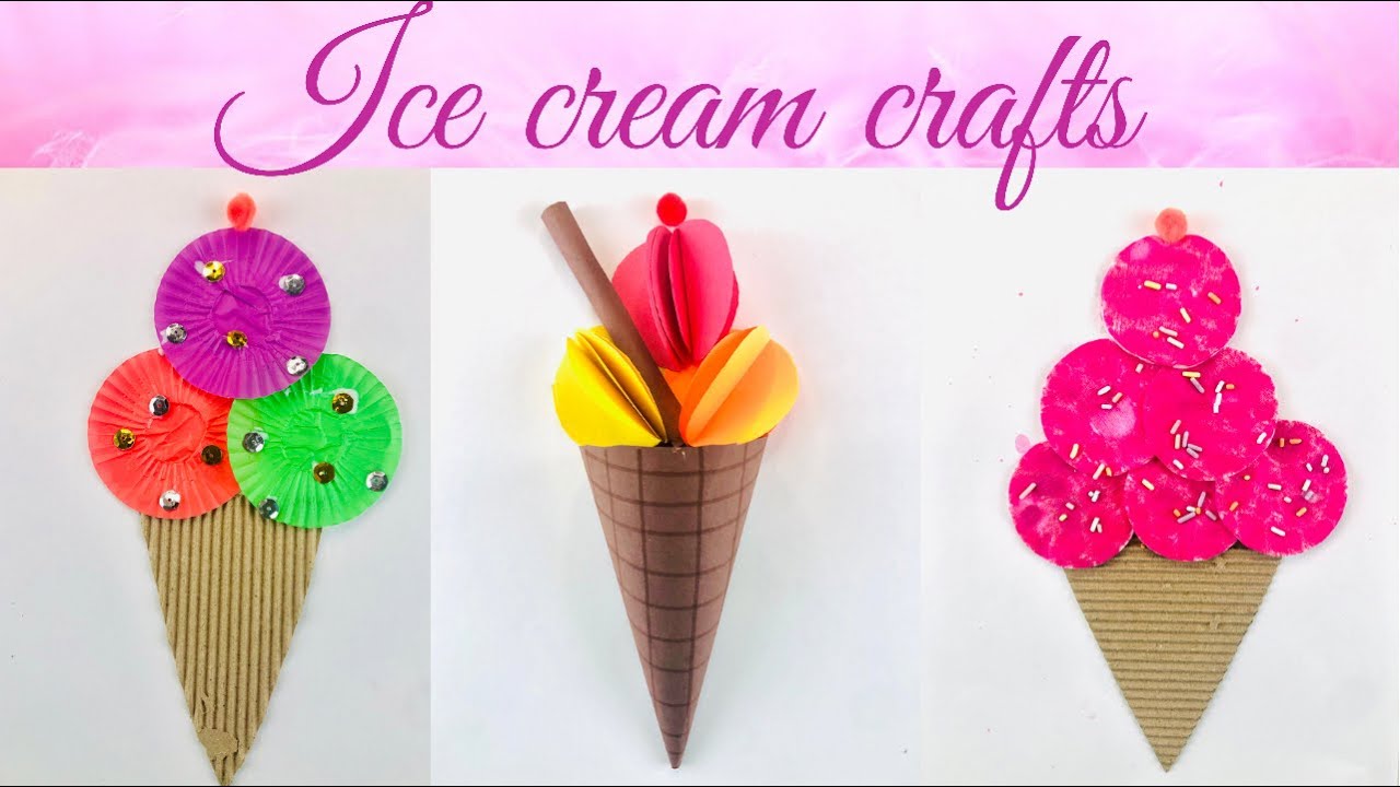 3 Easy Ice-cream crafts for kids🍨| Cupcake liner,Cotton pad Ice cream craft🍦| Summer craft ideas☀️