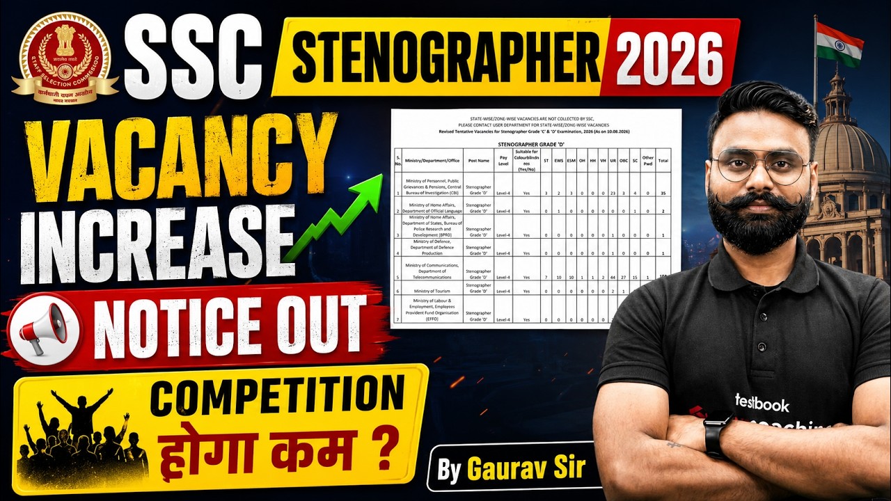 SSC Stenographer 2026 Vacancy Increased 🔥| SSC New Notice Today | SSC Steno New Update | Testbook