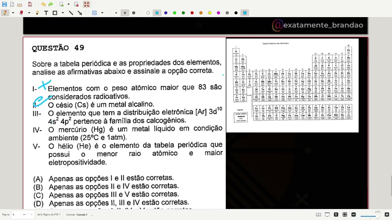 Col&eacute;gio Naval 2024 qu&iacute;mica quest&atilde;o 49