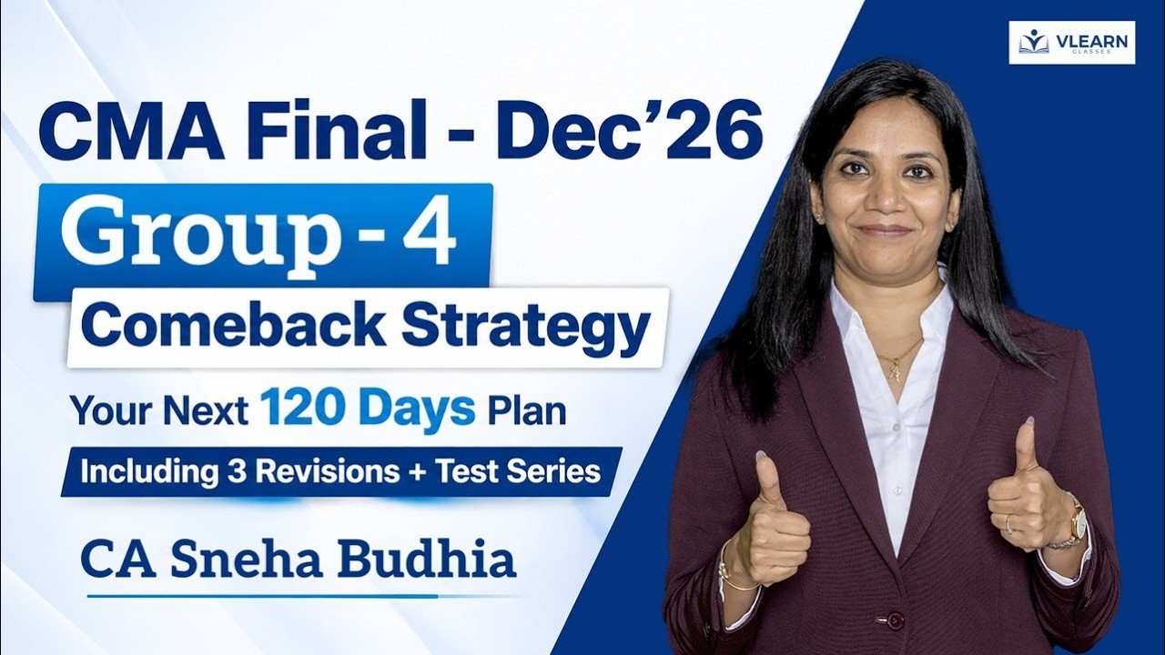 CMA Final Dec'26 | Group 4 Comeback Strategy | 120 Days Study Plan + & Test Series | CA Sneha Budhia