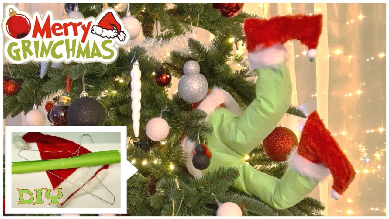DIY (no sew) Grinch Feet for Christmas Tree