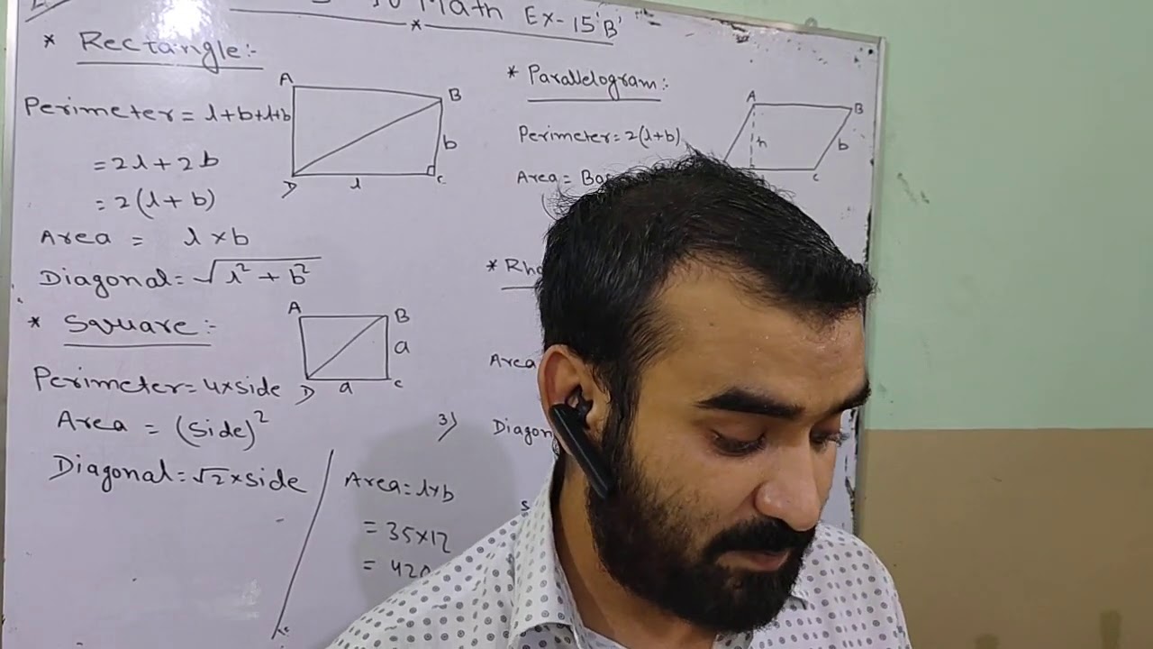 Class-10 Mathematics Ex-15'B' ( Perimeter & Area of Quadrilateral ) By:- Sohail Sir