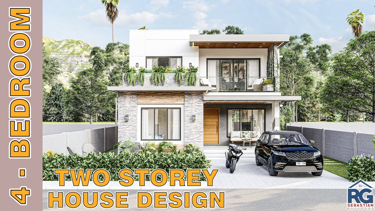 4- Bedroom Two Storey House Design with Floor plan 11.30m x 9.00m
