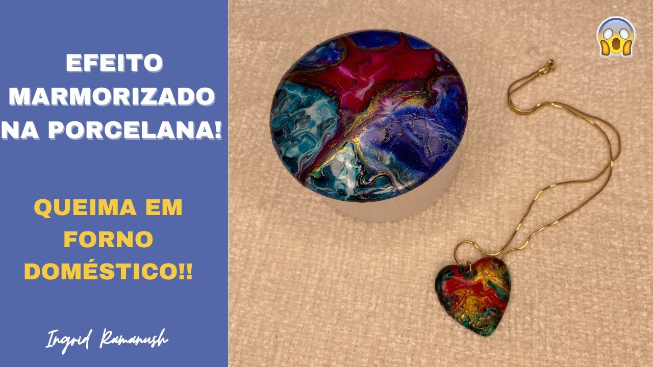 PINTURA MARMORIZADA NA PORCELANA - QUEIMA 150 GRAUS