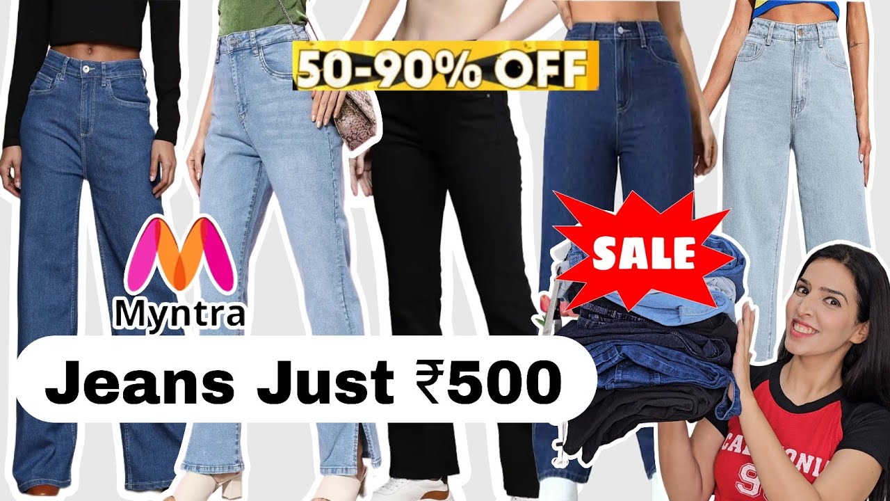 Myntra Jeans Haul under 500 | High Waist Wide leg jeans Boot cut Jeans under 500 #myntra #myntrahaul