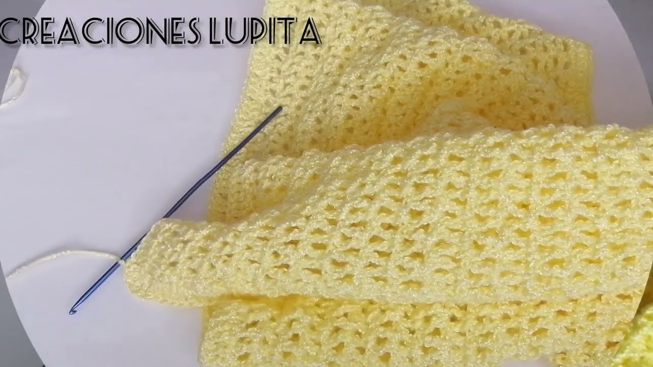 Mantita (cobija) para beb&eacute; hecha a crochet ajuar amarillo #crochet #facildehacer