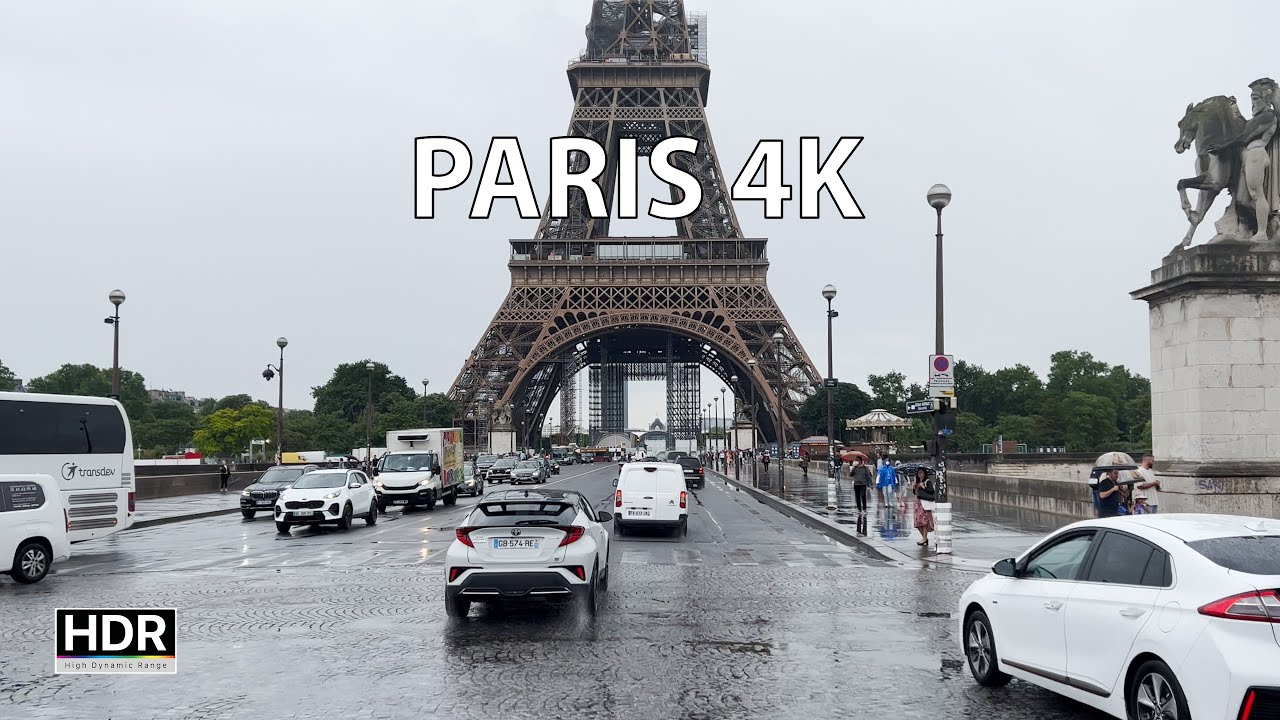 Rainy Streets of Paris - 4K HDR - City Drive Compilation