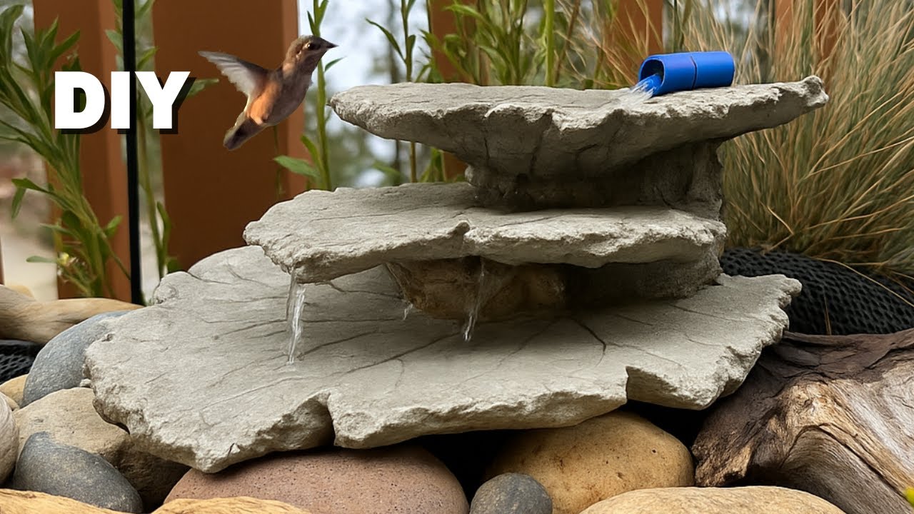 How I Made a Small Fountain from Cement Leaves | DIY Rhubarb Leaf Water Feature