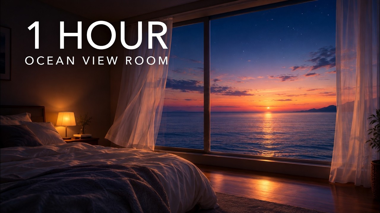 1 Hour Ocean View Room 🌅 Relaxing Chill Piano & Sunset Sea for Deep Sleep【海の見える部屋・癒しピアノ1時間】