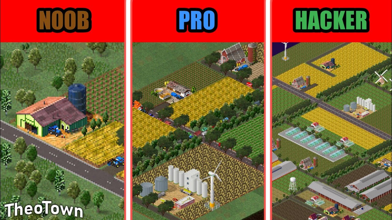 TheoTown | Noob vs. Pro vs. Hacker | Farmlands