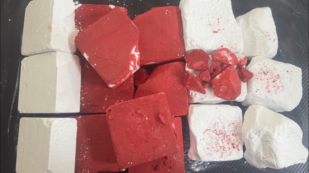 Plain & Red Dyed Blocks w Crispy J’s | ASMR | Gym Chalk | Oddly Satisfying 