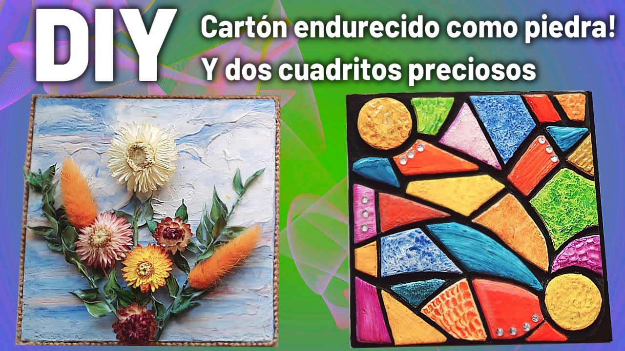¿Como endurecer cartón como piedra? /2 cuadritos preciosos con #cartonaje. #pastadearena