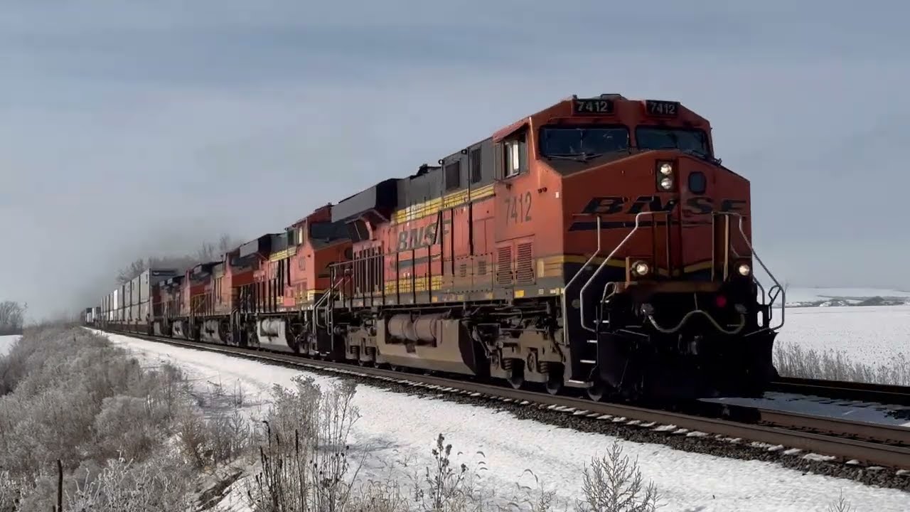 Speedy US Freight Trains in Foggy Weather