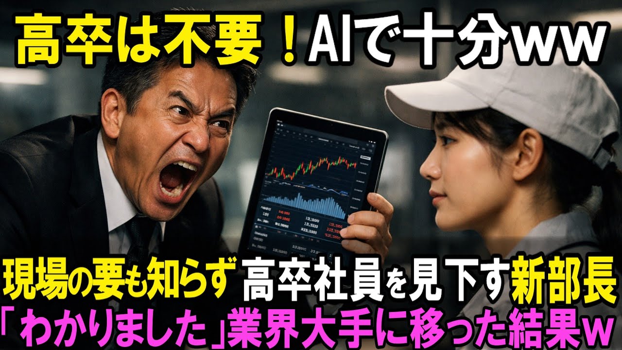 現場の要だった高卒社員を切り捨てた新部長「高卒は不要！AIで十分」→「わかりました」業界大手に移った結果w