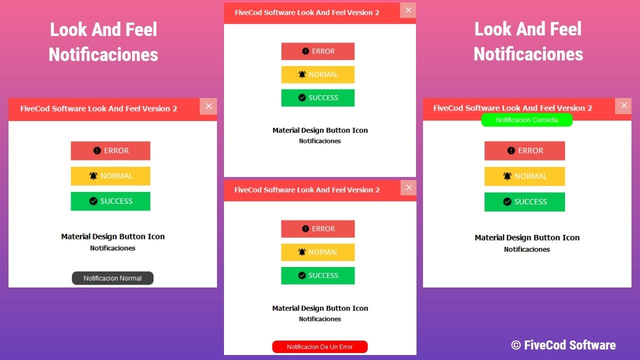 Material Design Look And Feel Version 2- Java Netbeans | Button Icon Notification
