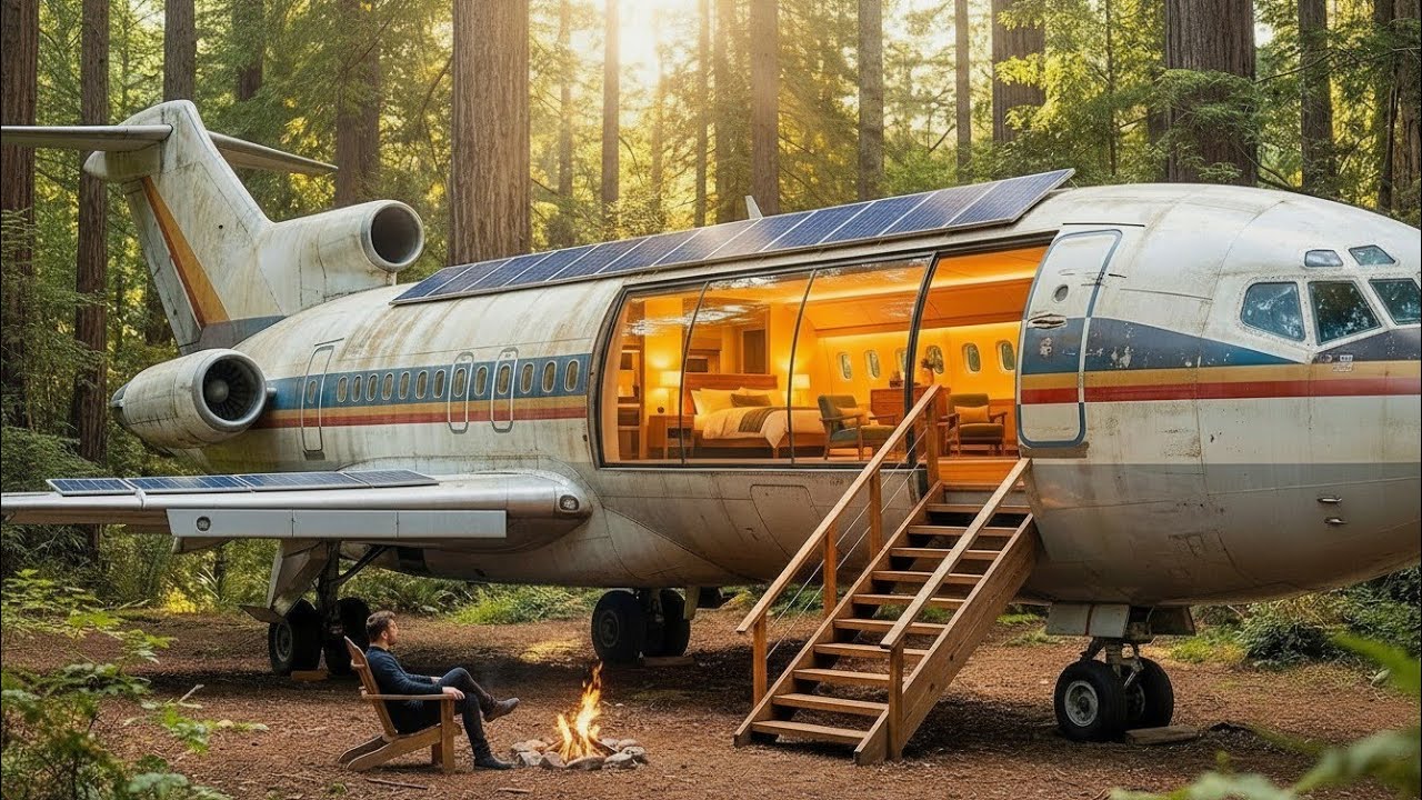 I Turned an Abandoned Airplane Into My Off-Grid Home (Silent Solo Build)
