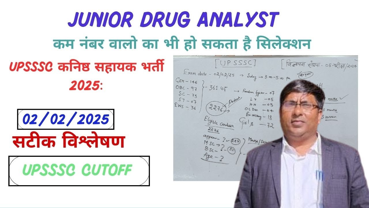 UPSSSC Junior  Analyst drugs 2025 Cutoff I UPSSSC Expected Cut Off