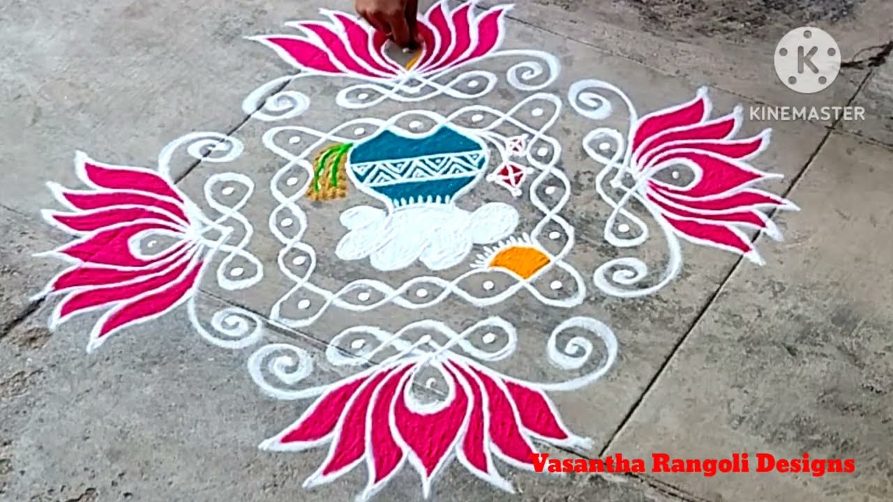 Makara Sankranthi Festival Special Rangoli#Bhogi Kundalu#Traditional Rangoli design by Vasantha 