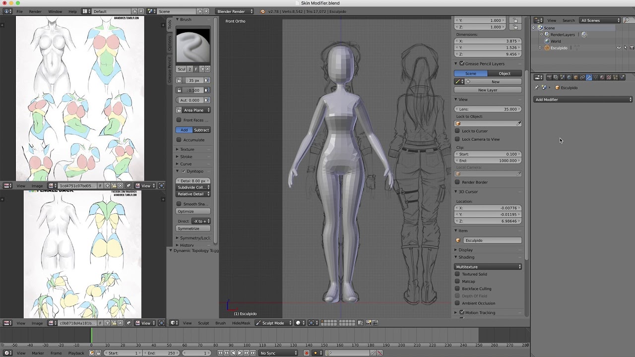2. Creación de personaje en Blender - Esculpido Cuerpo parte 1
