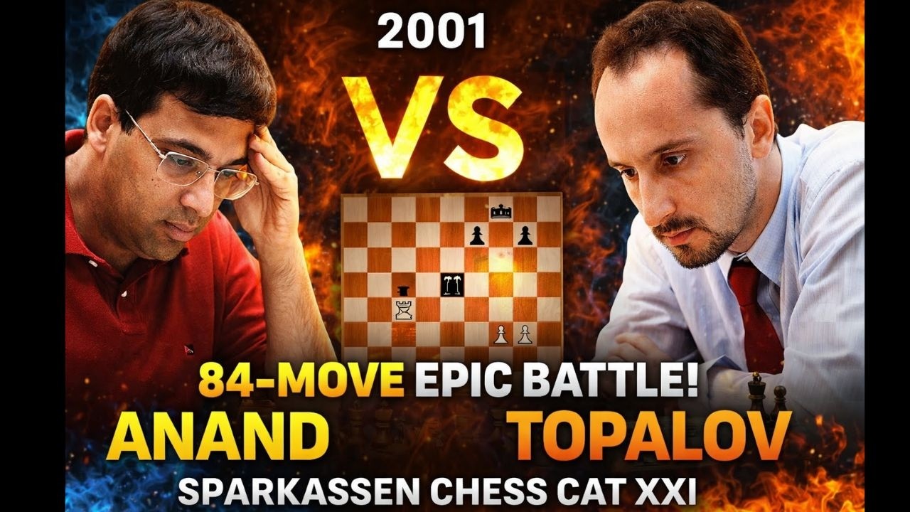 Anand vs Topalov (2001) | Epic 84-Move Battle | Sparkassen Chess Cat XXI