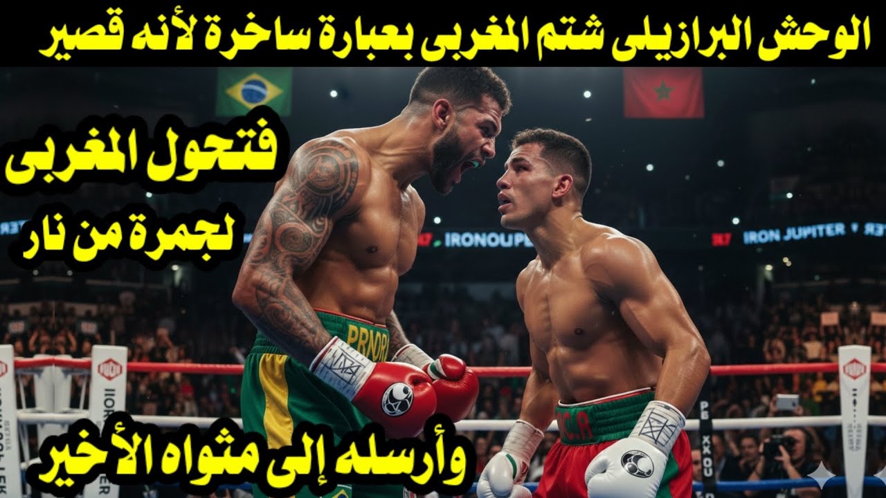 الوحش البرازيلى شتم المغربى بعبارة ساخرة لأنه قصير فتحول المغربى لجمرة من وأرسله إلى مثواه الأخير 