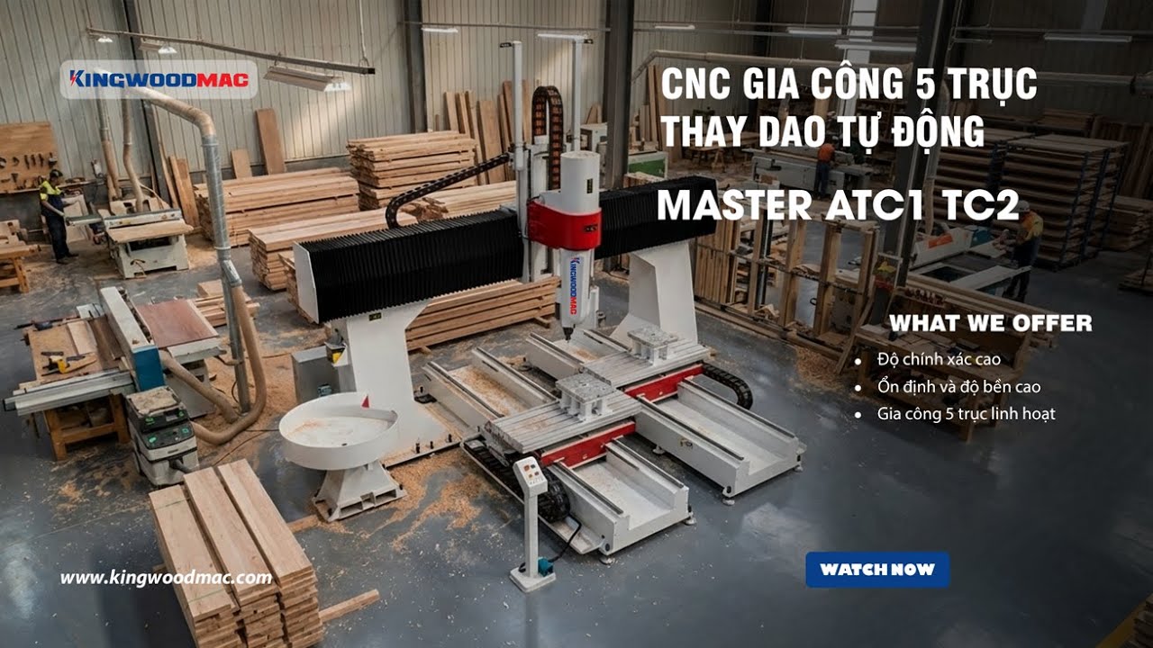 CNC 5 trục gia công lưng tựa ghế | CNC 5 trục thay dao tự động | Máy Gỗ Kingwoodmac