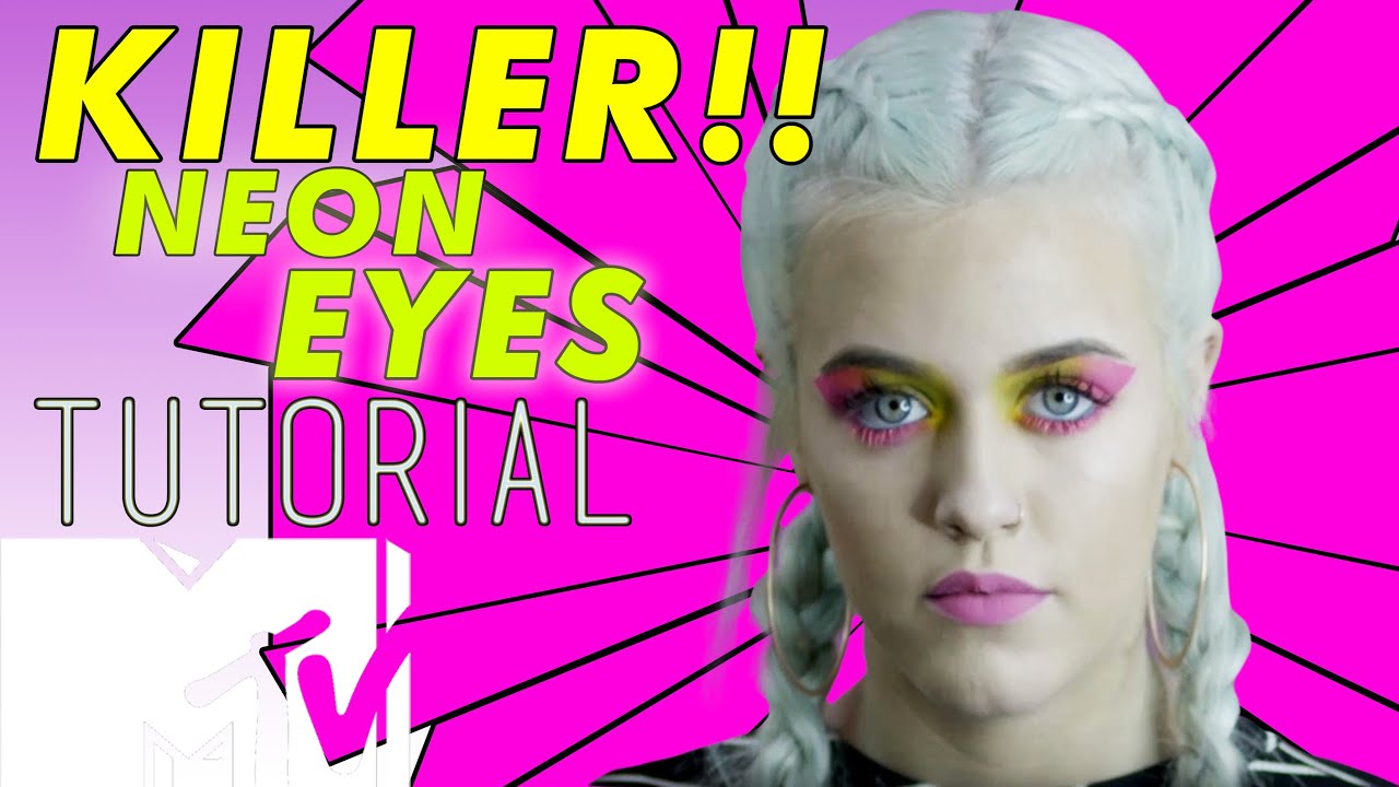 BSD ACADEMY: KILLER Neon Eye Makeup Tutorial With Lottie Tomlinson and Bea Sweet!! | MTV Style