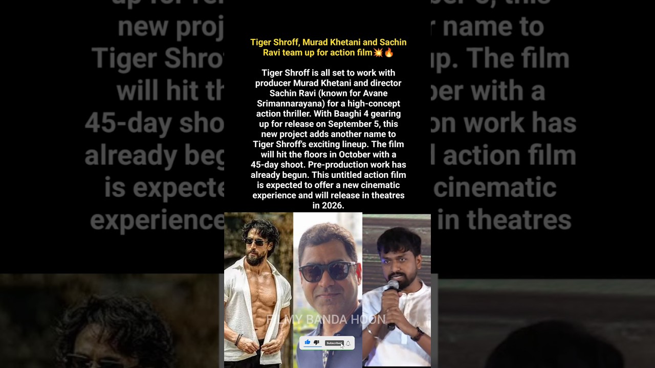 Tiger Shroff, Murad Khetani and Sachin Ravi team up for action film💥🔥 #tigershroff #bollywoodkhabar