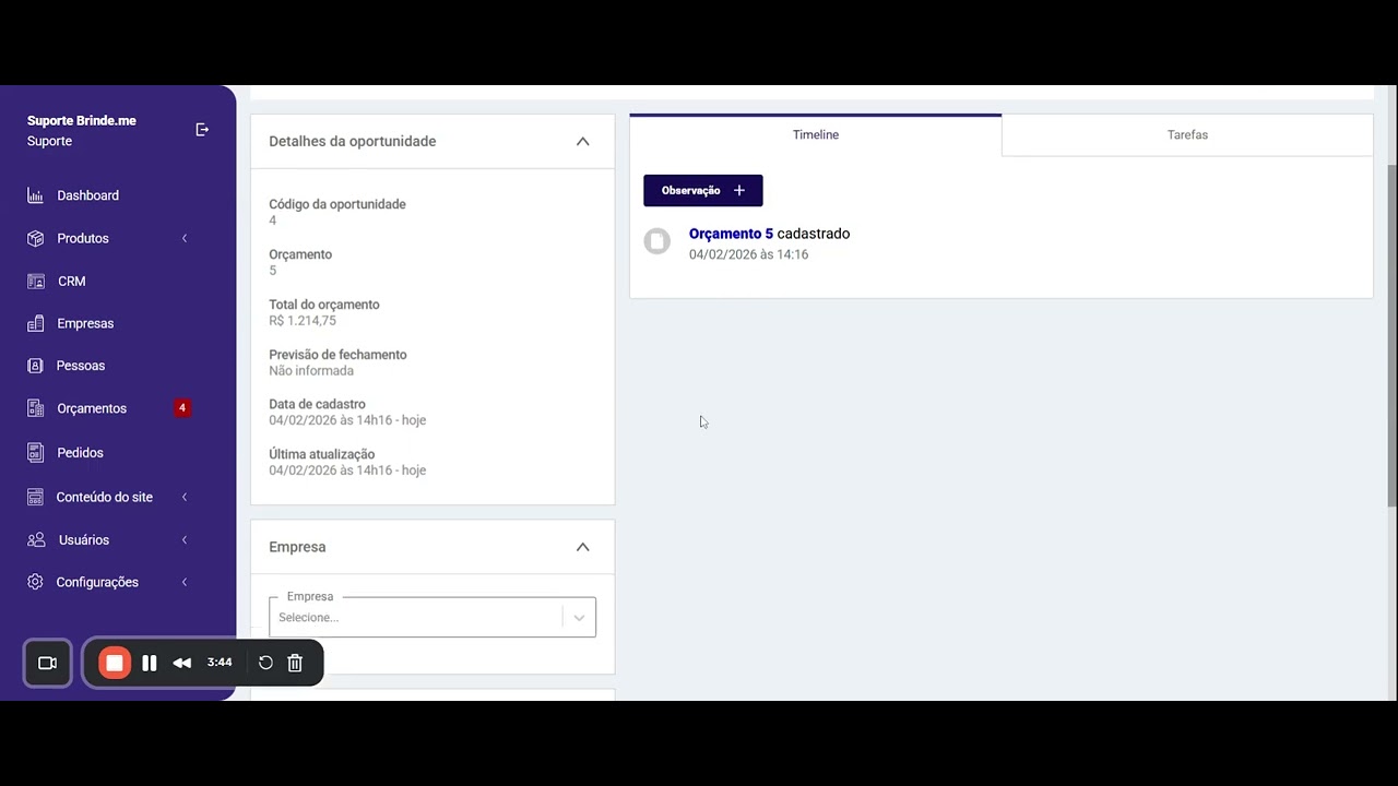 Aprendendo a cadastrar seu CRM na plataforma