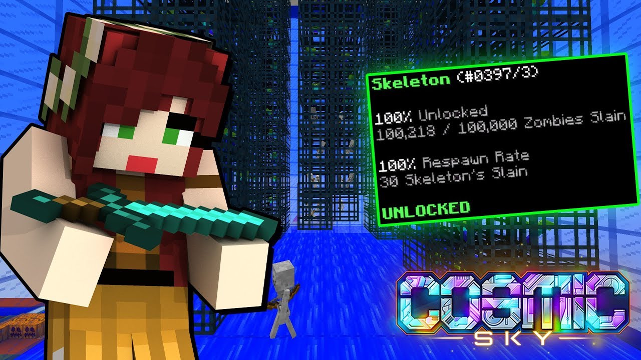 Unlocking Skeleton Spawners!!! | Minecraft Cosmic Sky part 22