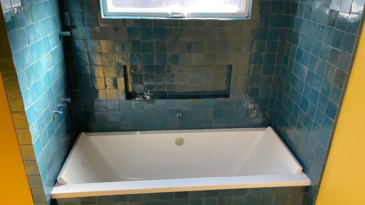 Cle Zellige 4''x4'' Ceramic Tub Tile Installation HD 1080p