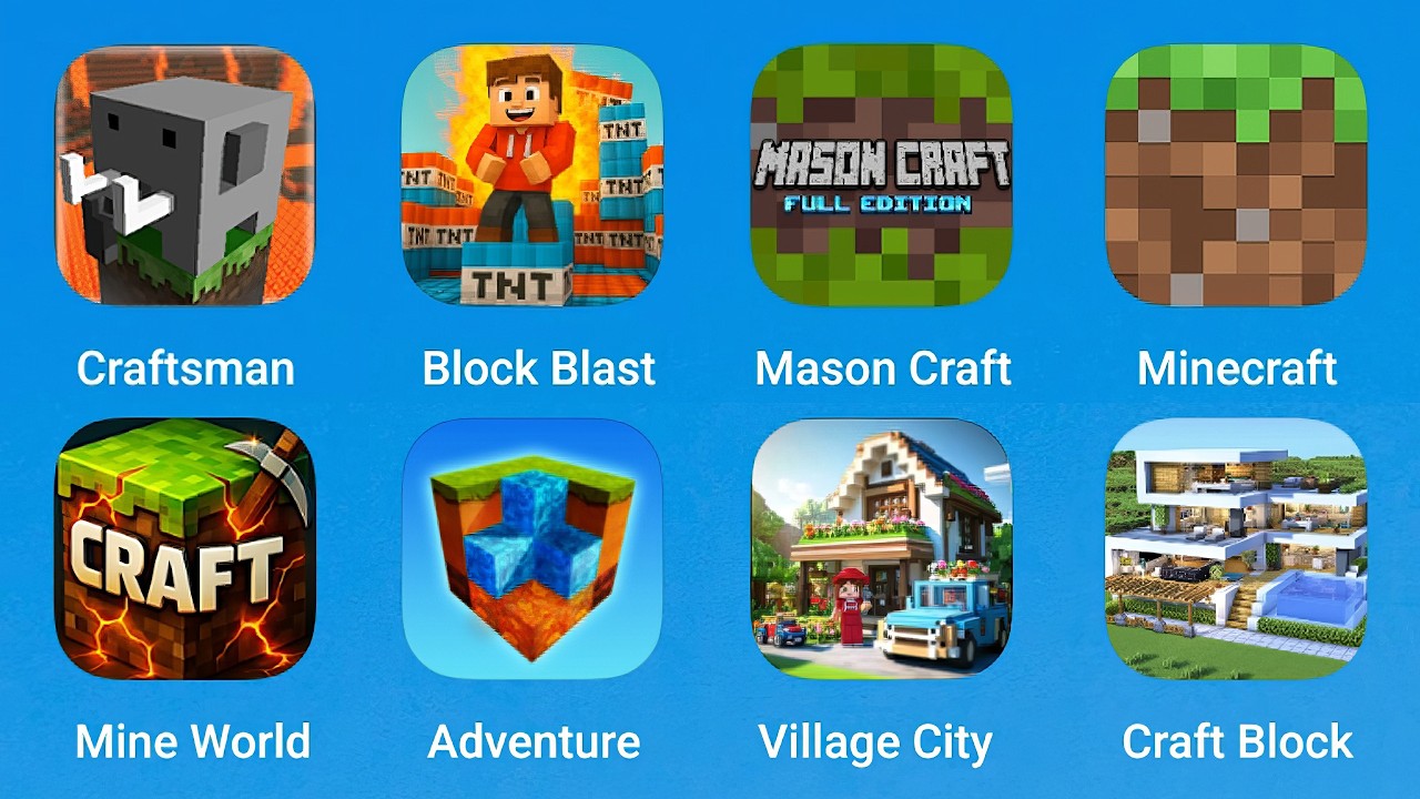 Craftsman, Block Blast TNT, Mason Craft, Minecraft, Mine World, Adventure Craft, Village City