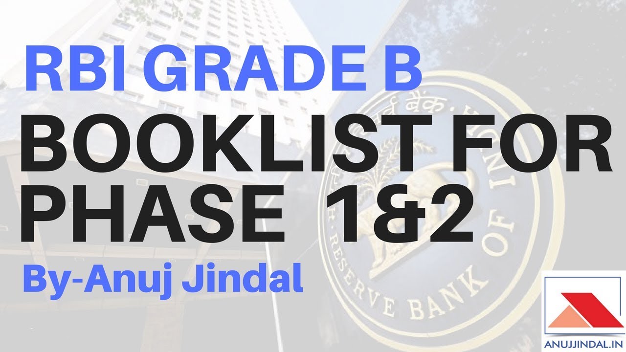RBI GRADE B BOOKLIST FOR PHASE 1 & 2 BY ANUJ JINDAL