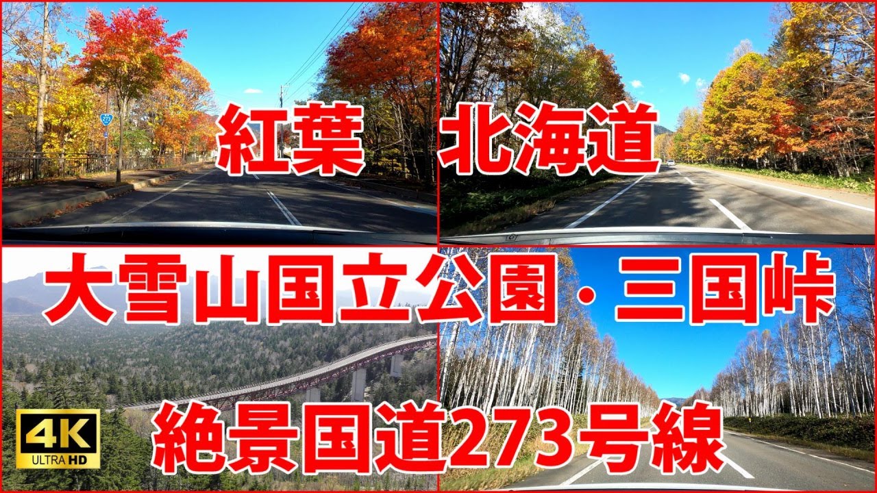 【北海道紅葉ドライブ　三国峠　絶景ロード国道273号線】標高1139m　大雪山国立公園　【Hokkaido Autumn Leaves Drive Mikuni Pass】