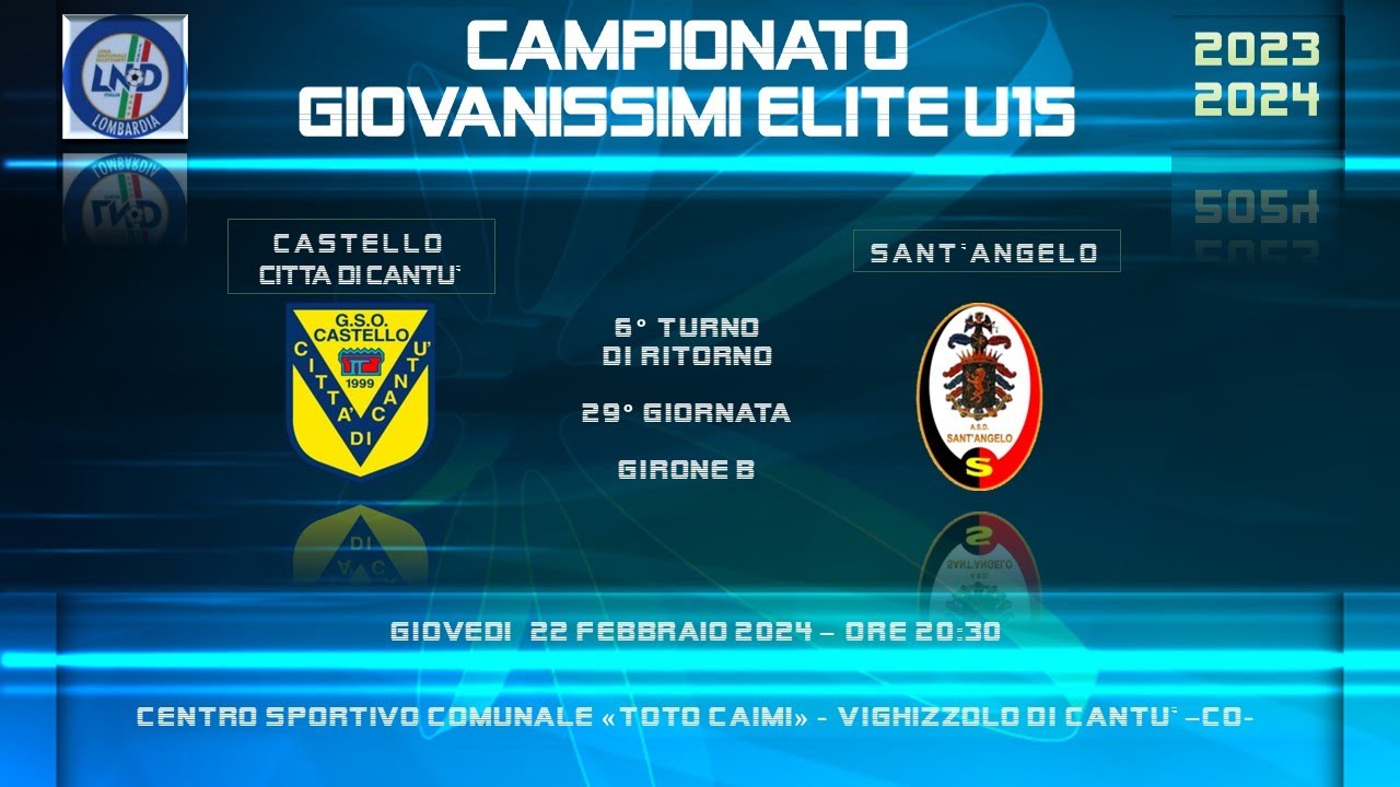 Sintesi Castello vs Sant'Angelo campionato Giovanissimi Elite U15 Lombardia