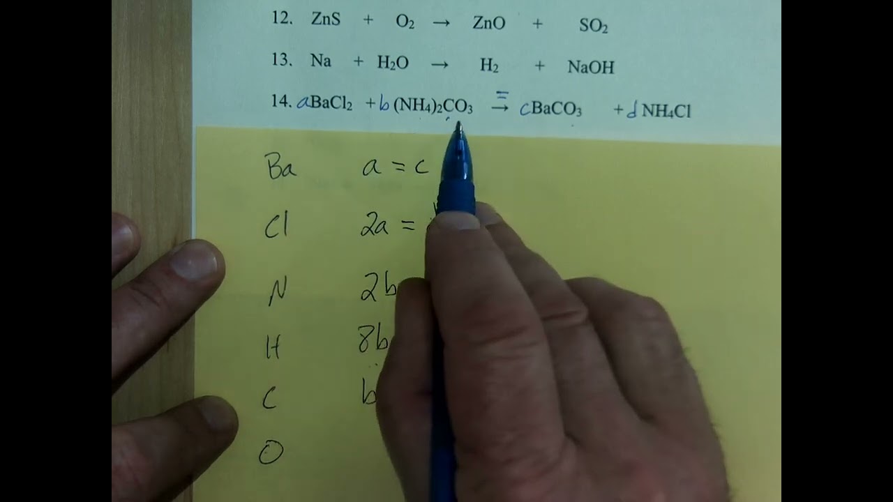 balancing chemical equations by solving systems of equations matrix method