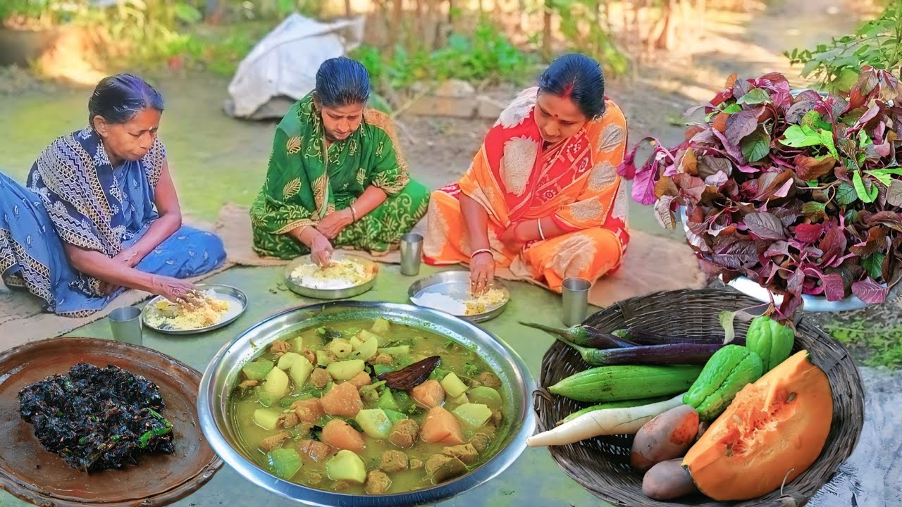 আজকে মা এই সিজেনের প্রথম লাল শাক ভাজা আর সবজি দিয়ে সয়াবিনের তরকারি রান্না করলো | vegetable curry❤️