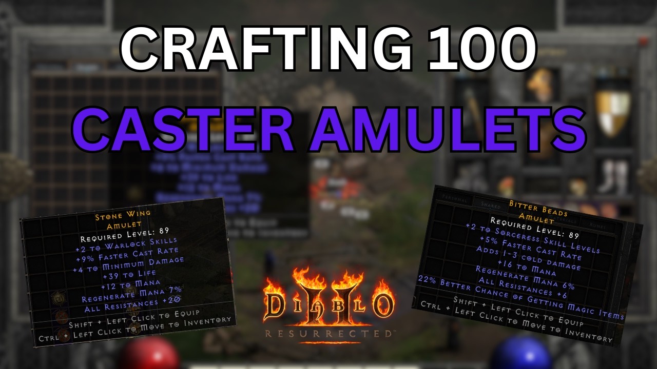 Can I Get Some GG finds?! Crafting 100 Caster Amulets! Diablo 2! #diablo2 #diablo #crafting