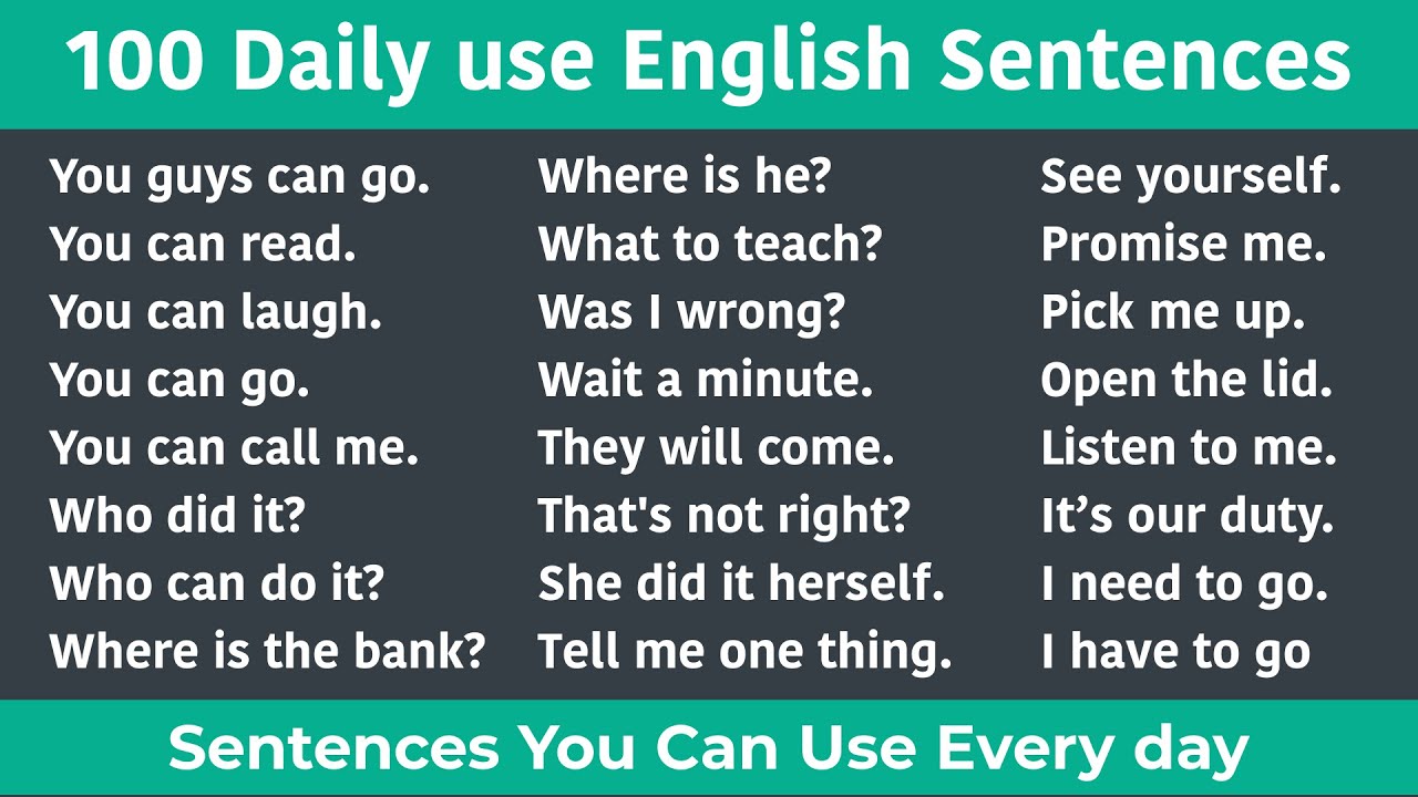 100 Most Common Daily use English Sentences || 100 Spoken English Sentences You Can Use Every day