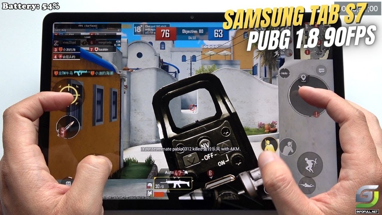 Samsung Tab S7 test game PUBG 90FPS 1.8 Version Update