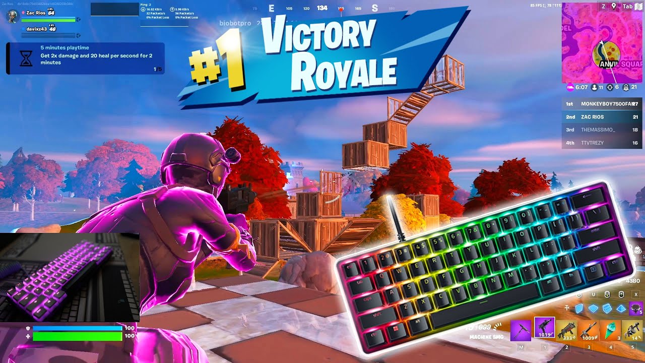 [12 HOUR] ASMR😴 Razer Huntsman Mini Chill 🤩 Keyboard Sounds Fortnite Gameplay Chill To Sleep