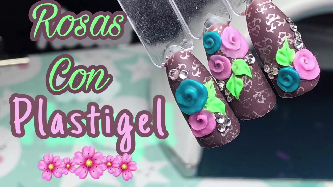 ROSAS CON PLASTIGEL EN uñas💅🏻