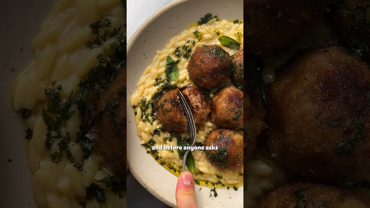 Apricot + Rosemary &lsquo;Meatballs&rsquo; With Creamy Orzo 🥦 | SO VEGAN #veganfood #veganrecipes #recipes