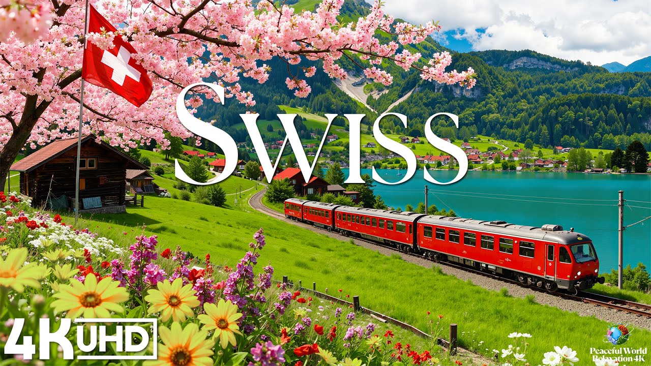 Швейцария, 4K | Альпийские деревни, бирюзовые озера и весенние пейзажи