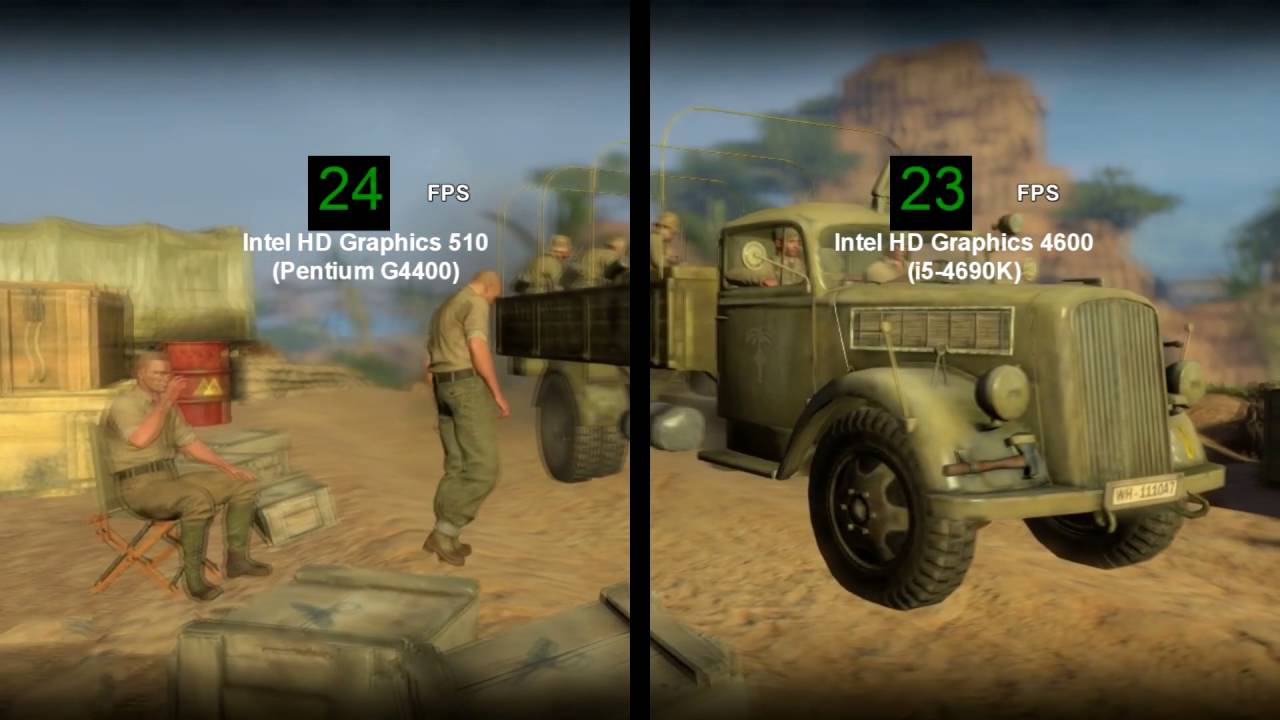 Intel HD Graphics 4600 vs Intel HD Graphics 510 -- Sniper Elite 3