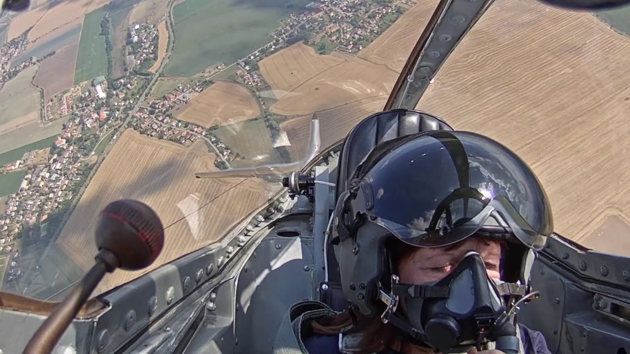 Ms Ehrhardt flying a historic MiG-15 Fighter Jet