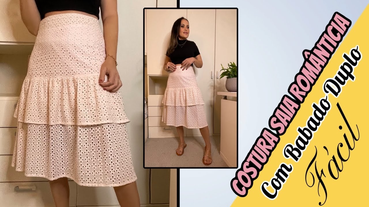 COSTURA SAIA ROMÂNTICA BABADO DUPLO (Costura Profissional)