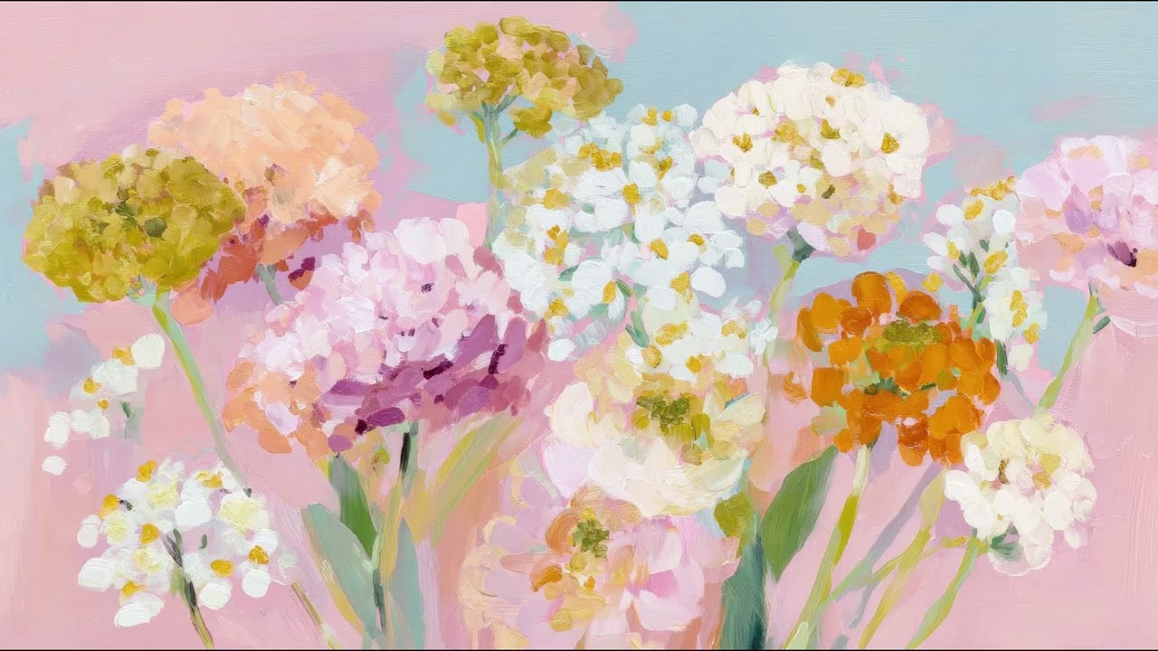 Spring Wildflowers Painting TV Art 4K 💐 Pastel Botanical Artwork